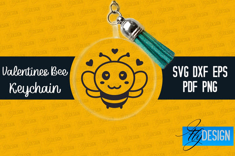 Valentine's Bee Keychain SVG | Valentine's Day SVG | SVG File SVG Fly Design 