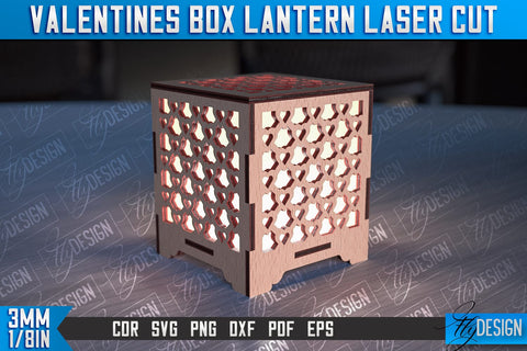 Valentines Box Lantern Laser Cut | Luminaire Design | CNC Files SVG Fly Design 