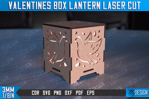 Valentines Box Lantern Laser Cut | Luminaire Design | CNC Files SVG Fly Design 