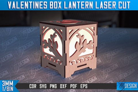 Valentines Box Lantern Laser Cut | Luminaire Design | CNC Files SVG Fly Design 