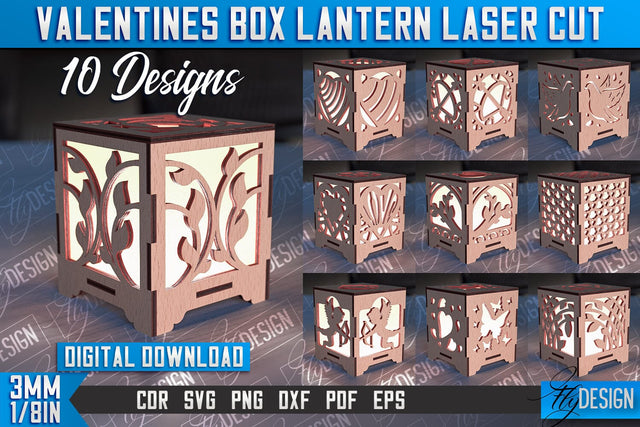 Valentines Box Lantern Laser Cut | Luminaire Design | CNC Files SVG Fly Design 