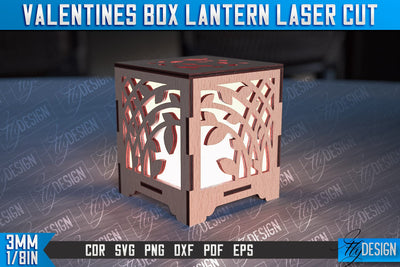 Valentines Box Lantern Laser Cut | Luminaire Design | CNC Files SVG Fly Design 