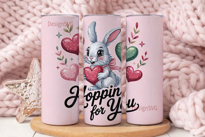 Valentine's Bunny 20oz Tumbler Wrap Sublimation DesignSVG 