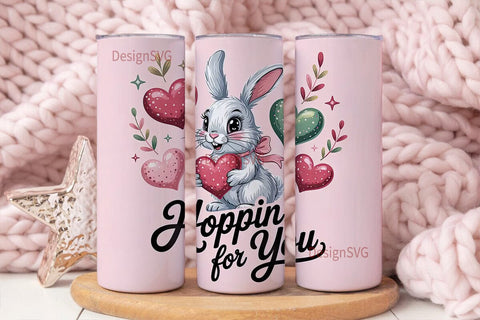 Valentine's Bunny 20oz Tumbler Wrap Sublimation DesignSVG 