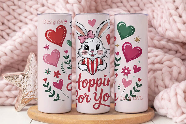 Valentine's Bunny 20oz Tumbler Wrap Sublimation DesignSVG 