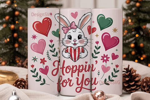 Valentine's Bunny 20oz Tumbler Wrap Sublimation DesignSVG 