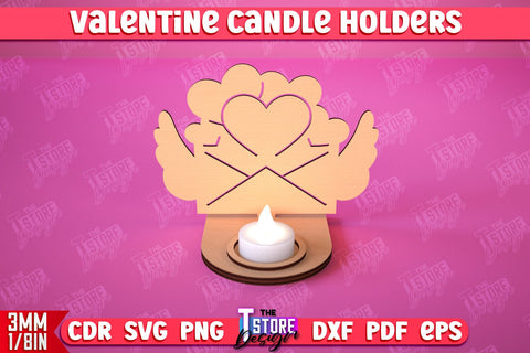 Valentine’s Candle Holder Bundle | Candlestick | Tealight Candle Holder | Valentine’s Gift Idea | CNC Files SVG The T Store Design 