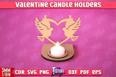 Valentine’s Candle Holder Bundle | Candlestick | Tealight Candle Holder | Valentine’s Gift Idea | CNC Files SVG The T Store Design 