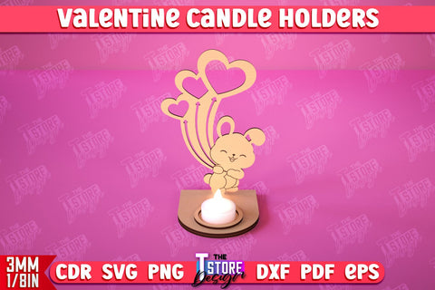 Valentine’s Candle Holder Bundle | Candlestick | Tealight Candle Holder | Valentine’s Gift Idea | CNC Files SVG The T Store Design 