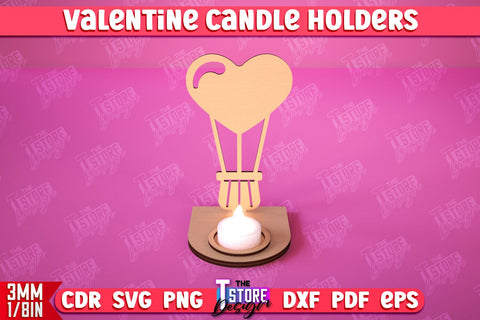 Valentine’s Candle Holder Bundle | Candlestick | Tealight Candle Holder | Valentine’s Gift Idea | CNC Files SVG The T Store Design 