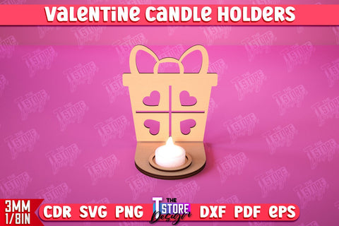 Valentine’s Candle Holder Bundle | Candlestick | Tealight Candle Holder | Valentine’s Gift Idea | CNC Files SVG The T Store Design 