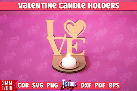 Valentine’s Candle Holder Bundle | Candlestick | Tealight Candle Holder | Valentine’s Gift Idea | CNC Files SVG The T Store Design 