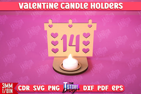 Valentine’s Candle Holder Bundle | Candlestick | Tealight Candle Holder | Valentine’s Gift Idea | CNC Files SVG The T Store Design 