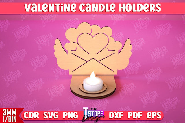 Valentine’s Candle Holder | Candlestick | Tealight Candle Holder | Valentine’s Gift Idea | CNC File SVG The T Store Design 