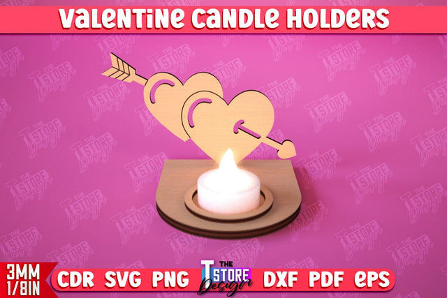 Valentine’s Candle Holder | Candlestick | Tealight Candle Holder | Valentine’s Gift Idea | CNC File SVG The T Store Design 