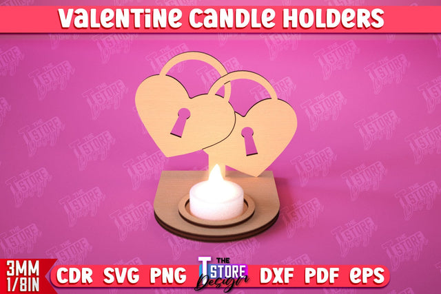 Valentine’s Candle Holder | Candlestick | Tealight Candle Holder | Valentine’s Gift Idea | CNC File SVG The T Store Design 