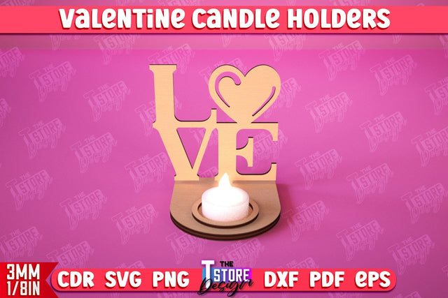 Valentine’s Candle Holder | Candlestick | Tealight Candle Holder | Valentine’s Gift Idea | CNC File SVG The T Store Design 