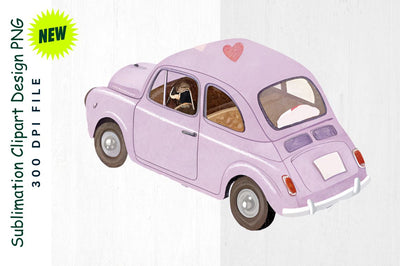 Valentine's Candy Car in Pastel Purple Sublimation Clipart Sublimation Regulrcrative 