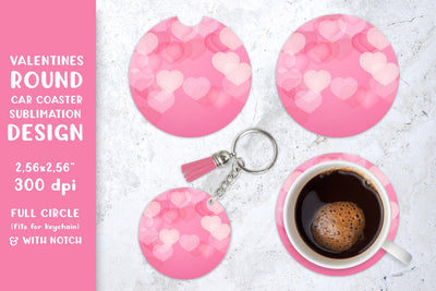 Valentines car coaster sublimation. Hearts round coaster Sublimation LaBelezoka 