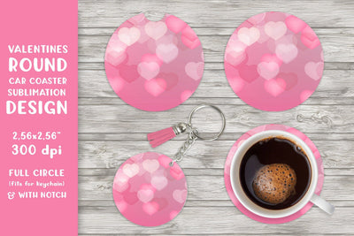 Valentines car coaster sublimation. Hearts round coaster Sublimation LaBelezoka 