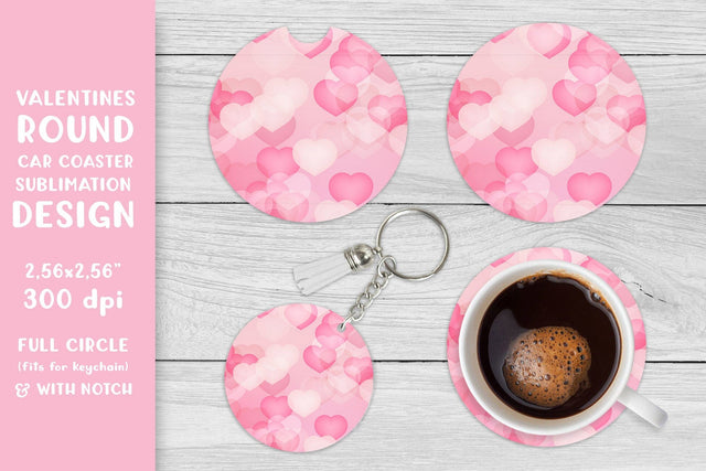 Valentines car coaster sublimation. Hearts round coaster Sublimation LaBelezoka 