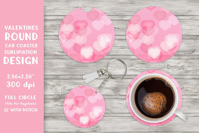 Valentines car coaster sublimation. Hearts round coaster Sublimation LaBelezoka 