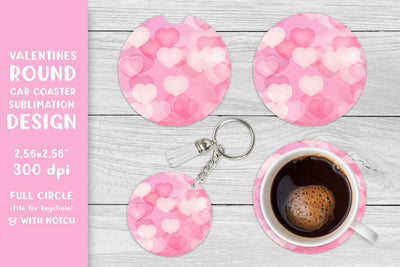 Valentines car coaster sublimation. Hearts round coaster Sublimation LaBelezoka 
