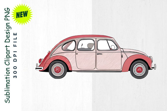 Valentine's Car with Glowing Heart Brake Lights Sublimation Clipart SVG Regulrcrative 