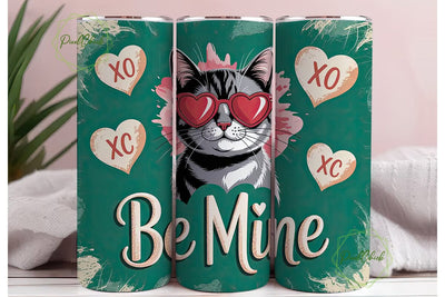 Valentine's Cat 20oz Tumbler Wrap Sublimation PixelChick 