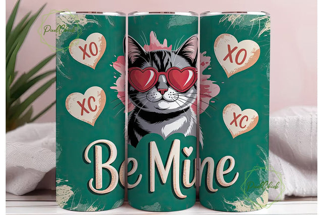 Valentine's Cat 20oz Tumbler Wrap Sublimation PixelChick 