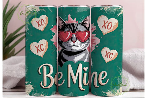 Valentine's Cat 20oz Tumbler Wrap Sublimation PixelChick 