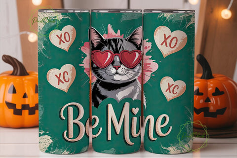 Valentine's Cat 20oz Tumbler Wrap Sublimation PixelChick 
