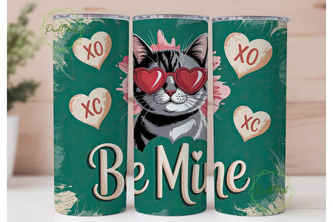 Valentine's Cat 20oz Tumbler Wrap Sublimation PixelChick 