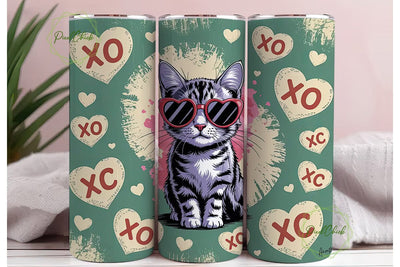 Valentine's Cat 20oz Tumbler Wrap Sublimation PixelChick 