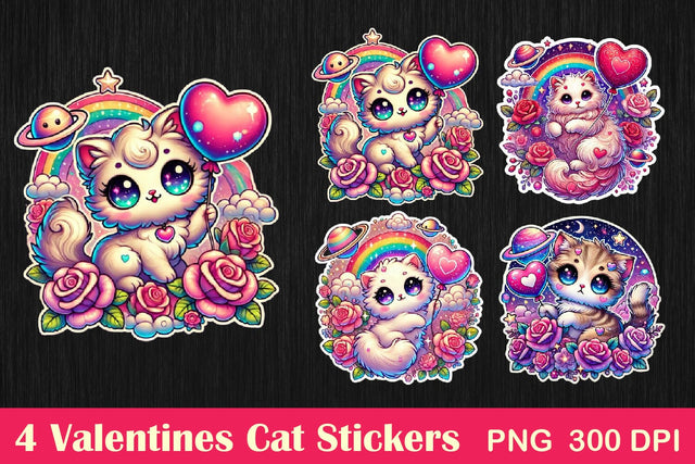 Valentines Cat Sticker, Valentines day Sticker Printable SVG Paper Switch 