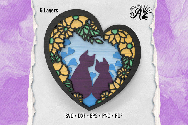 Valentines Cats in Love 3D layered SVG cut files SVG Angel on Empire 