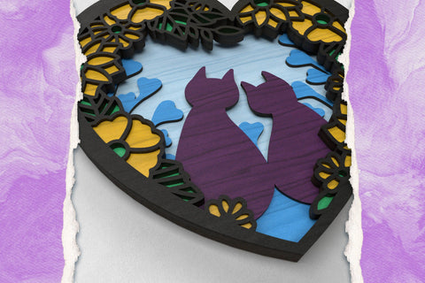 Valentines Cats in Love 3D layered SVG cut files SVG Angel on Empire 