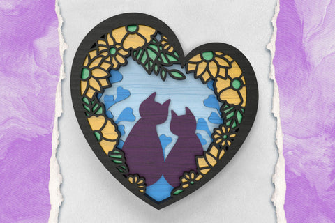 Valentines Cats in Love 3D layered SVG cut files SVG Angel on Empire 