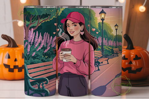 Valentine's Coffee Girl 20oz Tumbler Sublimation PixelChick 