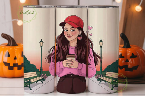 Valentine's Coffee Girl 20oz Tumbler Sublimation PixelChick 