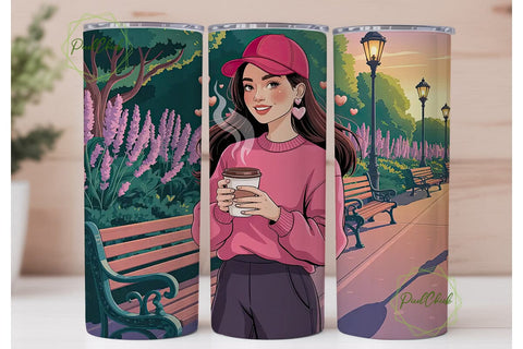 Valentine's Coffee Girl 20oz Tumbler Sublimation PixelChick 