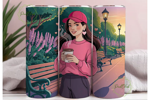 Valentine's Coffee Girl 20oz Tumbler Sublimation PixelChick 