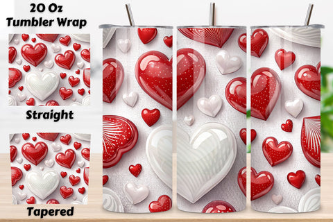Valentine's Day 20 Oz Tumbler Wrap, Valentines Tumbler Wrap, Hearts Designs, Hearts Tumbler Wraps, Straight, Tapered, Sublimation PNG Sublimation FloridPrintables 