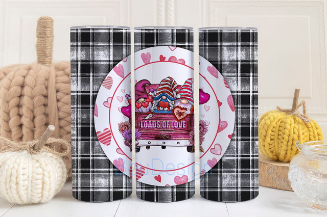 Valentine's Day Afro Gnomies 20oz Skinny Tumbler Png, Unique Valentine’s Day Tumbler, Cute Afro Gnomies Tumbler Sublimation BouDesign 