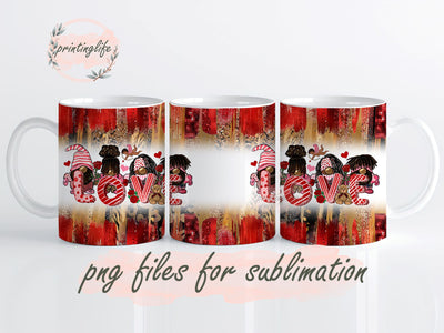 Valentine's Day Afro Gnomies Mug Wrap Design, Instant Digital Design Download Mug Wrap Design, Mug Design PNG Sublimation PrintingLife 