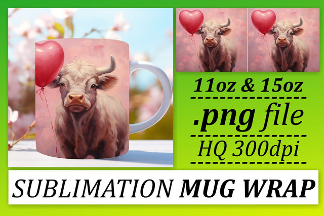 Valentines Day Animal Mug Wrap - Love Theme Sublimation 11oz 15oz Sublimation afrosvg 