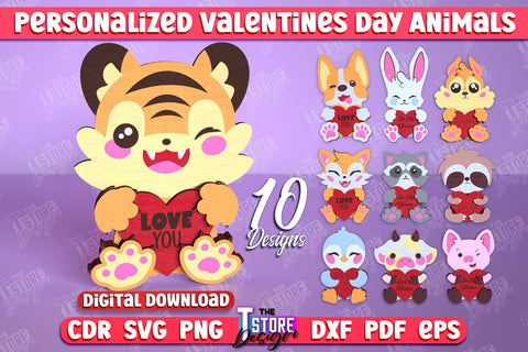 Valentine’s Day Animals Bundle | Romantic Gift | Gift for Girlfriends | CNC Files SVG The T Store Design 