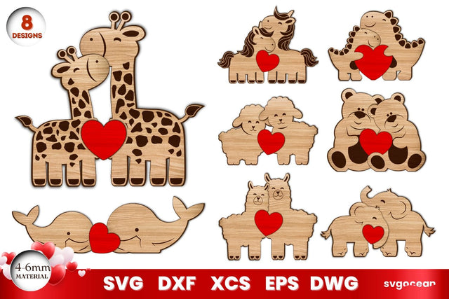 Valentine's Day Animals Puzzle Bundle SVG SvgOcean 