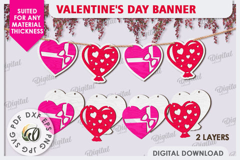 Valentine's Day Banner Laser Cut. Love Banner SVG. Heart SVG SVG Evgenyia Guschina 