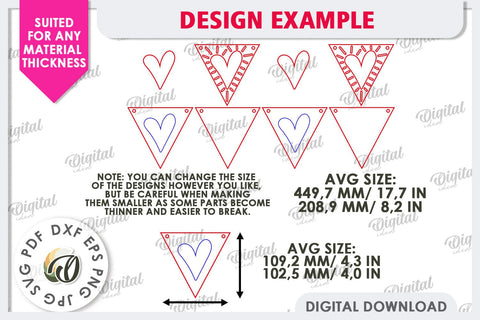 Valentine's Day Banner Laser Cut. Love Banner SVG. Heart SVG SVG Evgenyia Guschina 